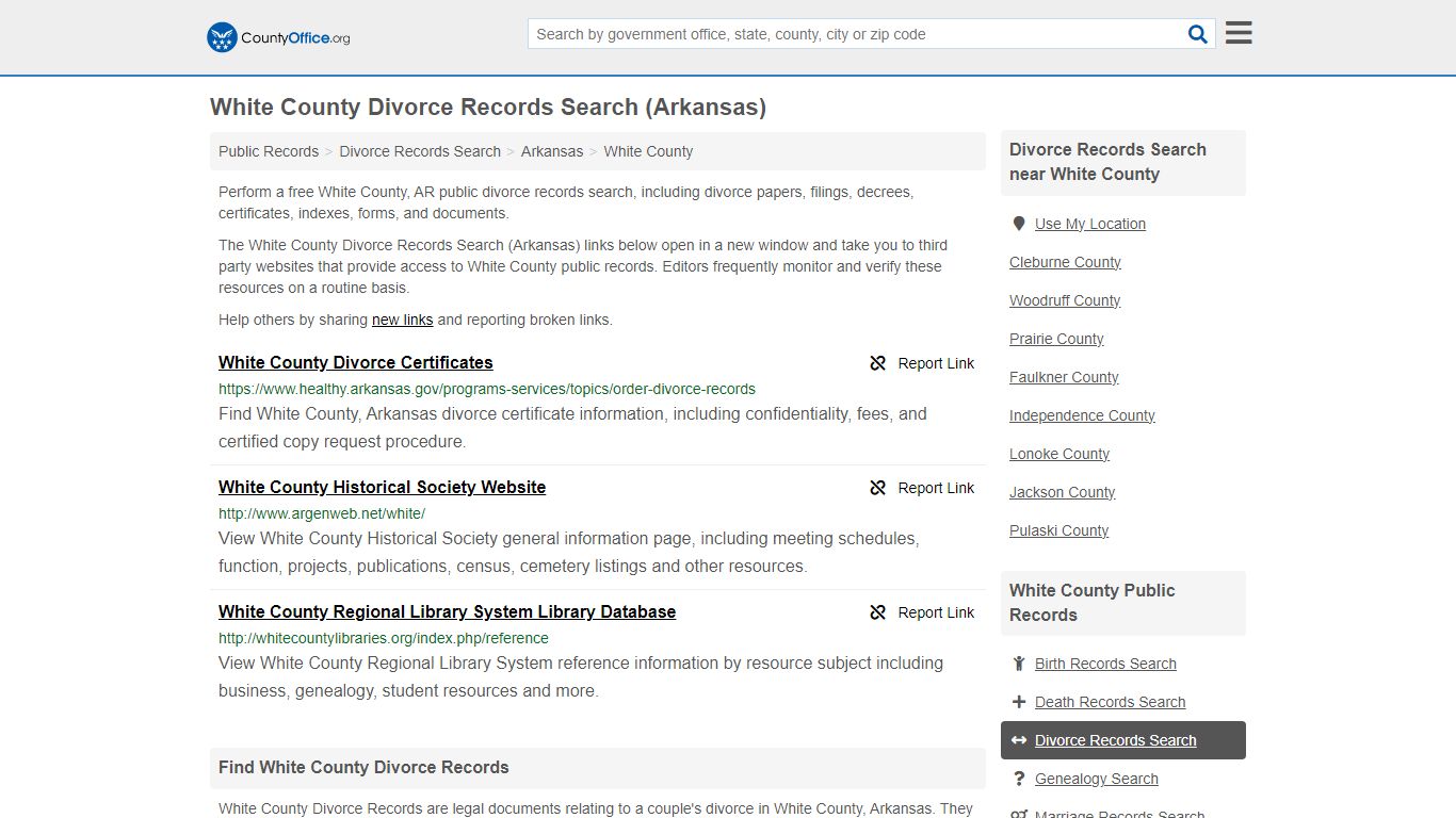 White County Divorce Records Search (Arkansas) - County Office