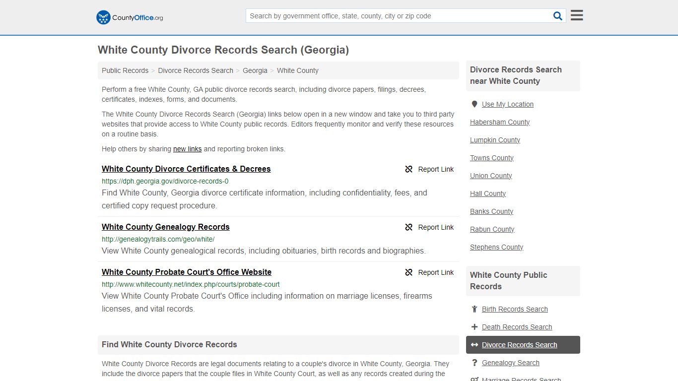 Divorce Records Search - White County, GA (Divorce Certificates & Decrees)