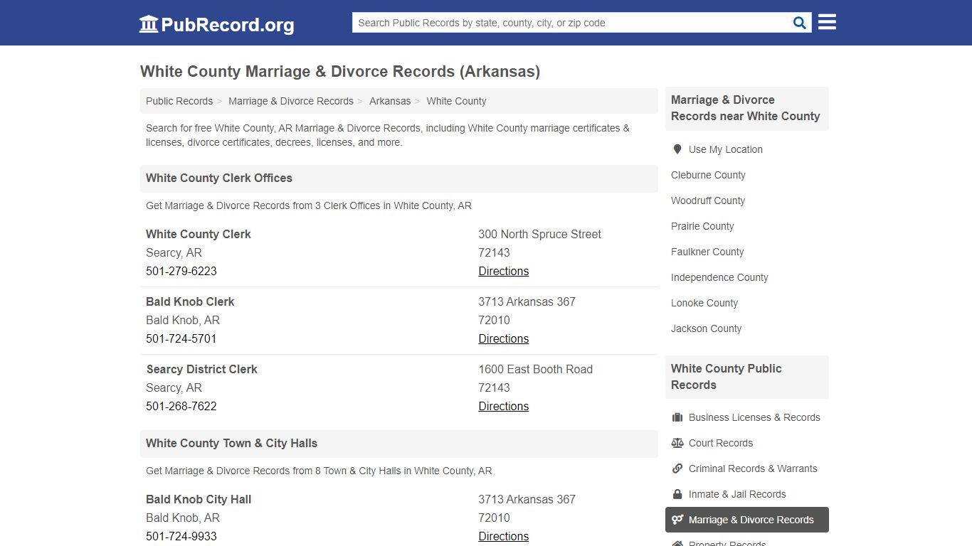 White County Marriage & Divorce Records (Arkansas)